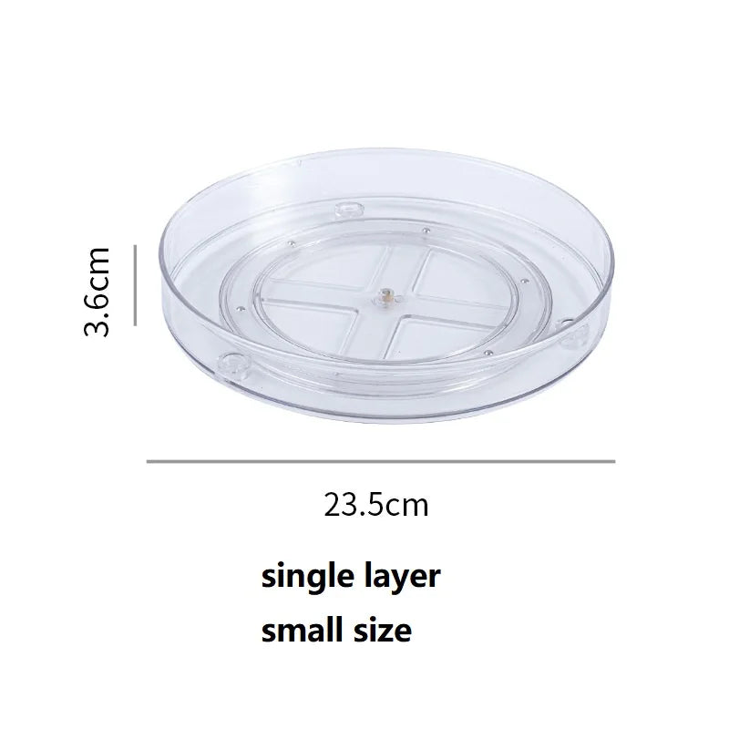 360 Rotation Cabinet Turntable Organizer Storage Spice Rack Drink Cosmetic Storage Rack PET Kitchen Turntable Bathroom Tray