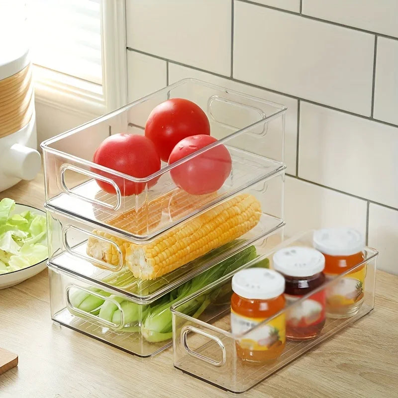 Plastic Crisper Transparent Box Refrigerator Crisper Storage Box Cosmetic Storage Kitchen Acrylic Desktop Storage Organizer Box