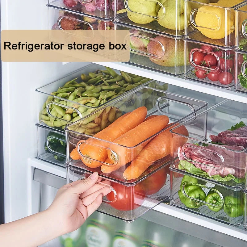 Plastic Crisper Transparent Box Refrigerator Crisper Storage Box Cosmetic Storage Kitchen Acrylic Desktop Storage Organizer Box