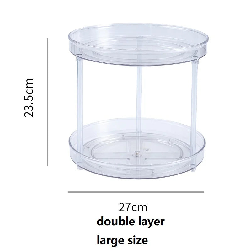 360 Rotation Cabinet Turntable Organizer Storage Spice Rack Drink Cosmetic Storage Rack PET Kitchen Turntable Bathroom Tray