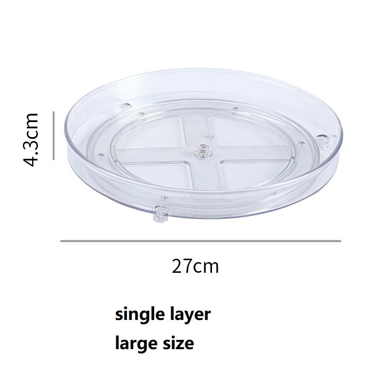360 Rotation Cabinet Turntable Organizer Storage Spice Rack Drink Cosmetic Storage Rack PET Kitchen Turntable Bathroom Tray
